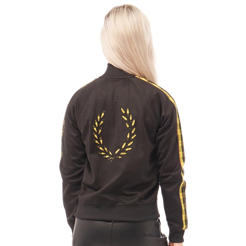 Buy Fred Perry Womens Tartan Laurel Wreath Track Jacket Black