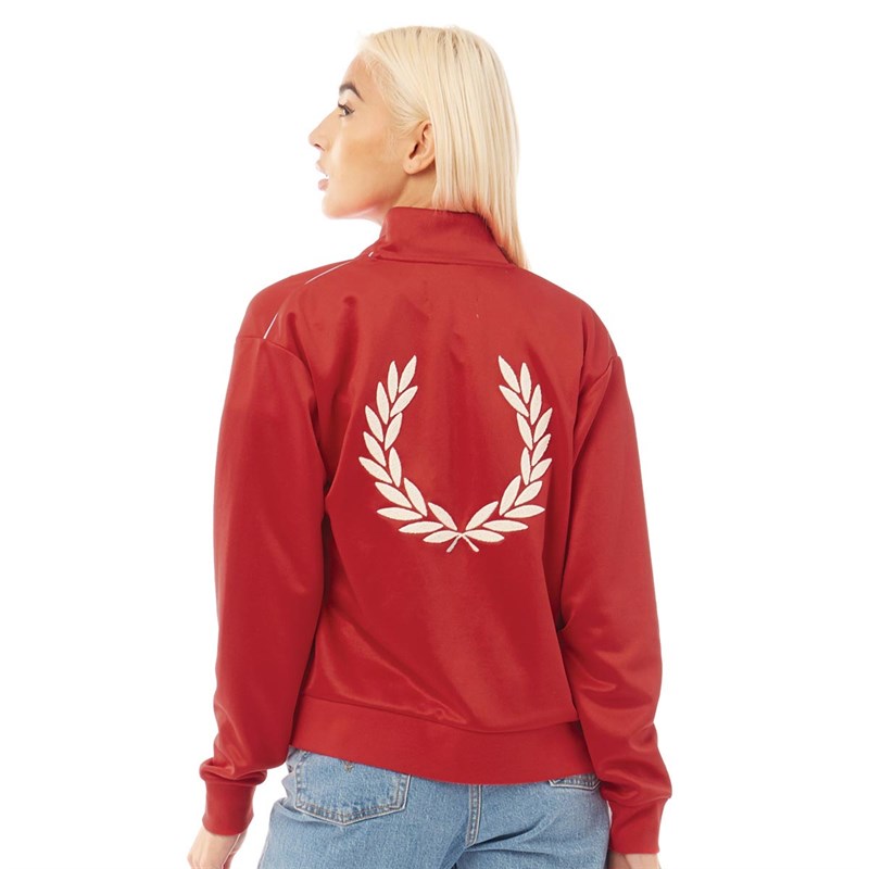 Buy Fred Perry Womens Embroidered 50's Track Jacket Lipstick Red