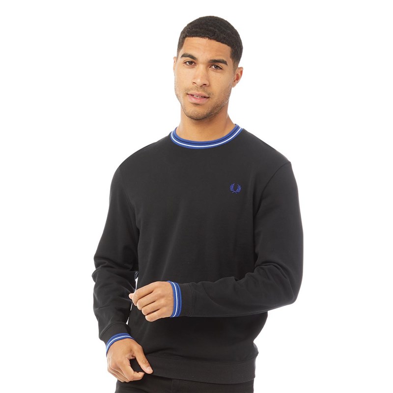 Buy Fred Perry Mens Tipped Neck Sweatshirt Black