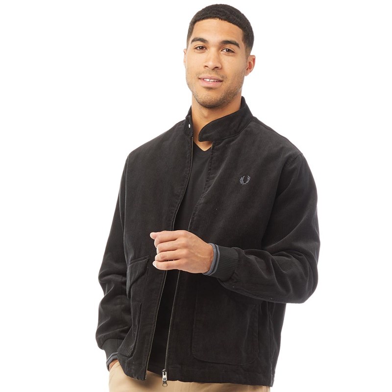 Buy Fred Perry Mens Cord Harrington Jacket Black