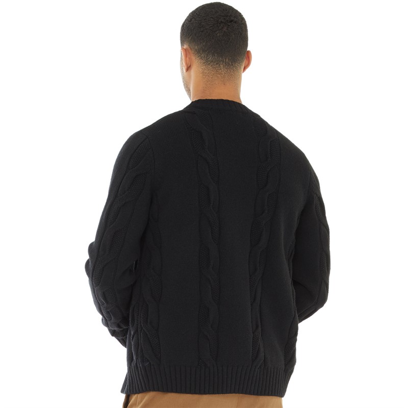 Buy Fred Perry Mens Cable Knit Cardigan Black