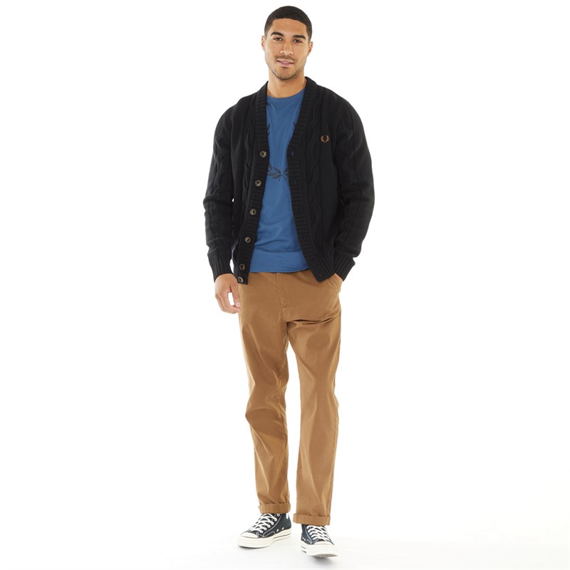 Buy Fred Perry Mens Cable Knit Cardigan Black