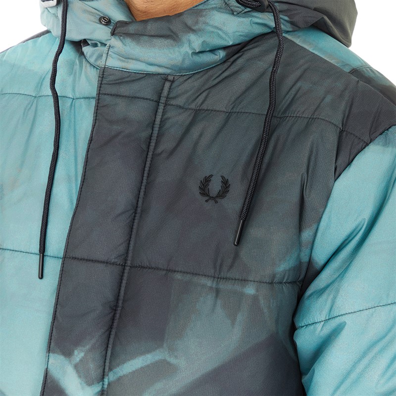 Buy Fred Perry Mens Camouflage Quilted Parka Shaded Navy