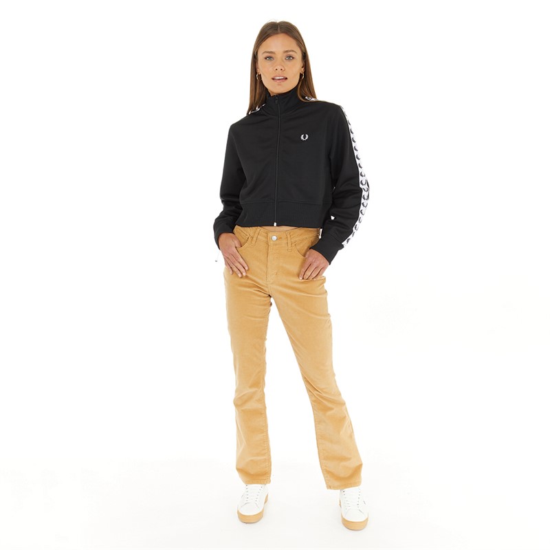 Buy Fred Perry Womens Cropped Taped Track Jacket Black
