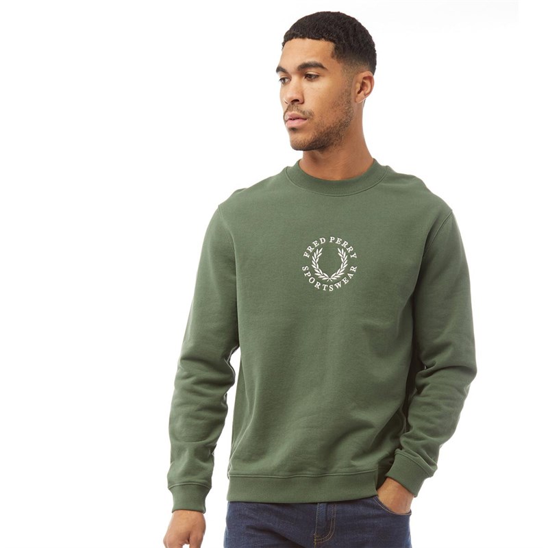 Buy Fred Perry Mens Branded Sweatshirt Washed Green