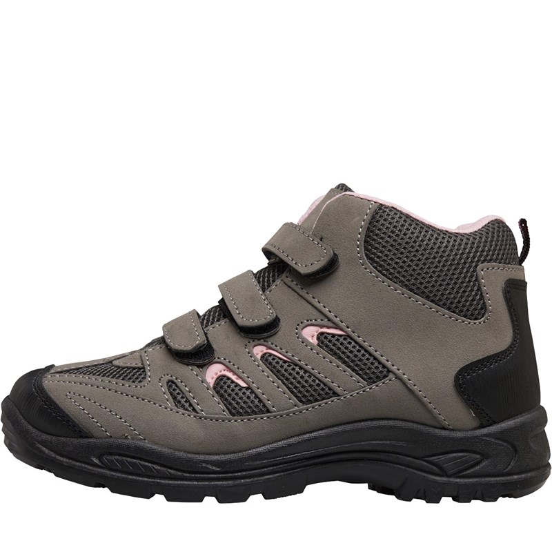 Buy Board Angels Girls Velcro Strap Hiking Boots Grey/Pink