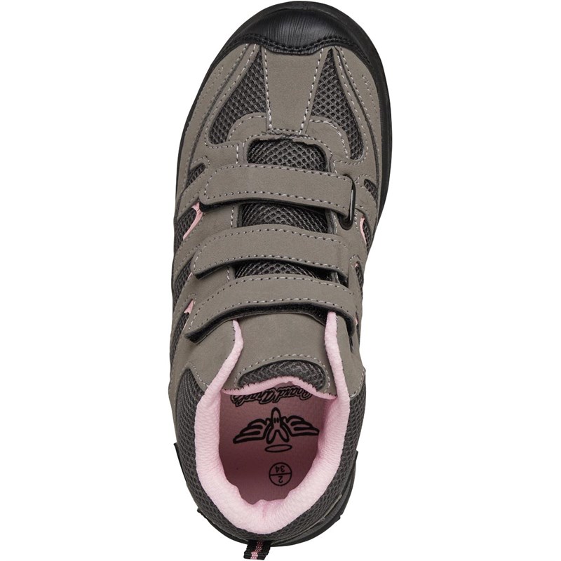 Buy Board Angels Girls Velcro Strap Hiking Boots Grey/Pink