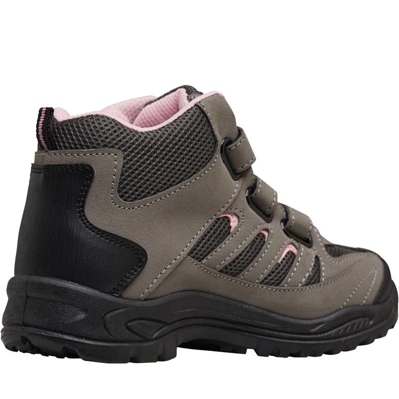 Buy Board Angels Girls Velcro Strap Hiking Boots Grey/Pink