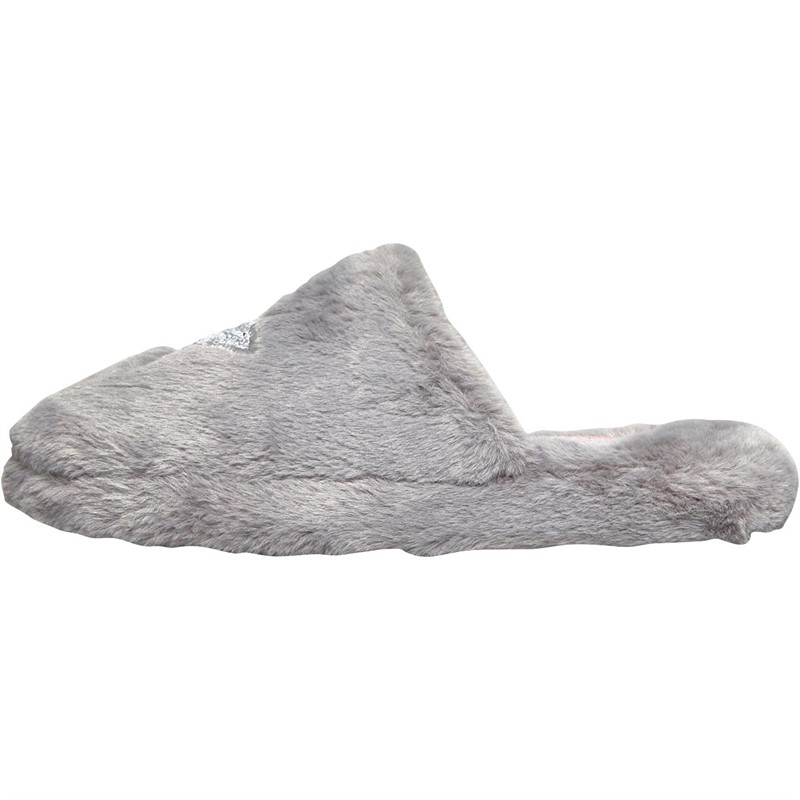 Buy Board Angels Womens Star Faux Fur Mule Slippers Grey