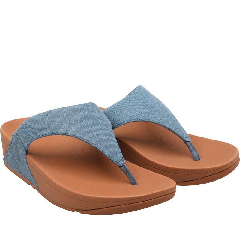 Buy FitFlop Womens Lulu Toe Post Sandals Blue Shimmer Denim