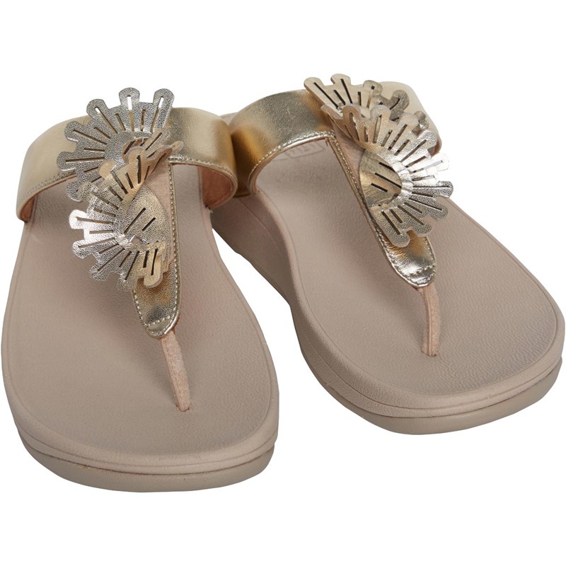 Buy FitFlop Womens Fino ScallopTwist Leather Toe Post Sandals Platino