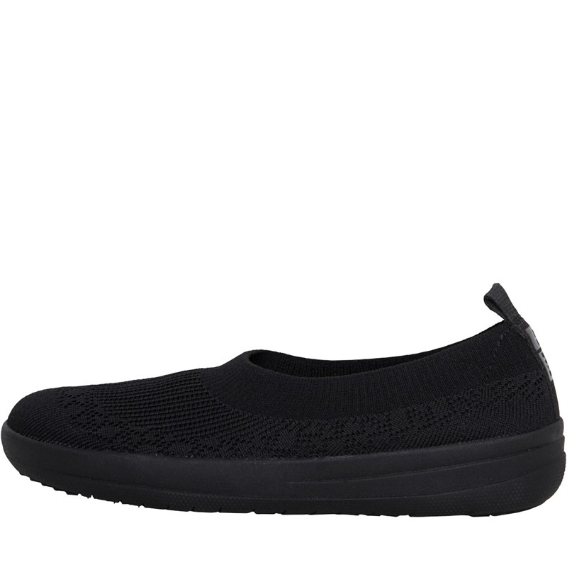 Buy FitFlop Womens Uberknit SlipOn Ballerina Shoes All Black