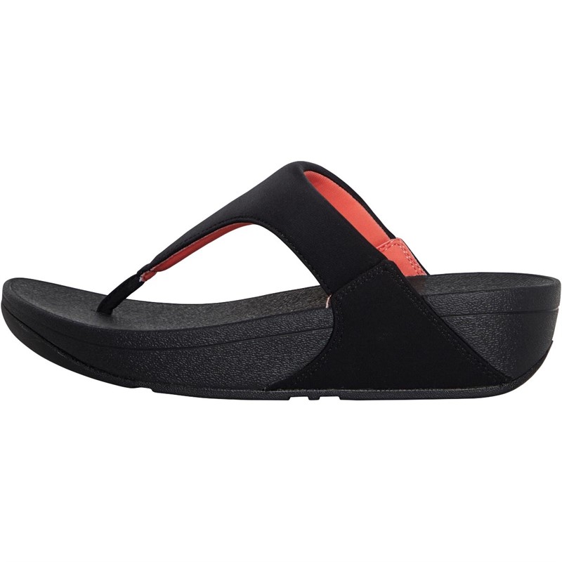 Buy FitFlop Womens Lulu Toe Post Sandals Black/Sunshine Coral