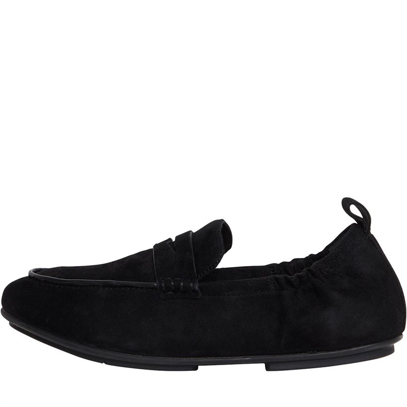Buy FitFlop Womens Allegro Suede Penny Loafers All Black