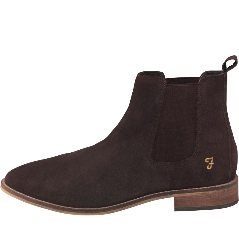 Buy Farah Vintage Mens Kirk Chelsea Boots Suede Brown