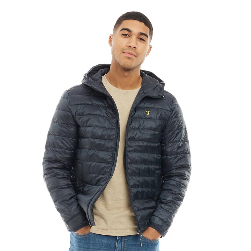 Buy Farah Vintage Mens Bryan Hooded Puffer Jacket True Navy