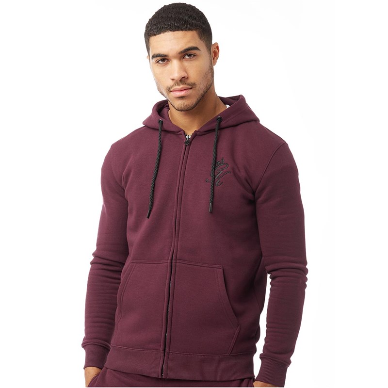 Buy Gym King Mens Zip Through Hoodie Wine