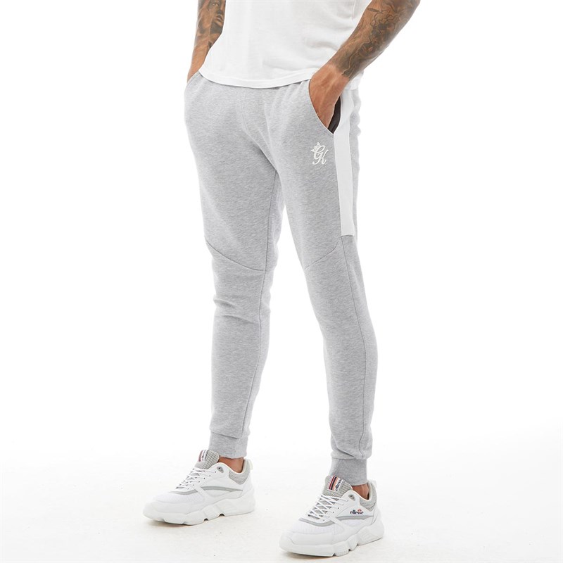 Buy Gym King Mens Koen Tracksuit Bottoms Grey Marl/Black