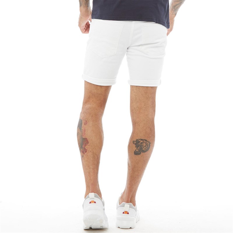 Buy Gym King Mens GK Skinny Denim Shorts Rip And Repair White 001