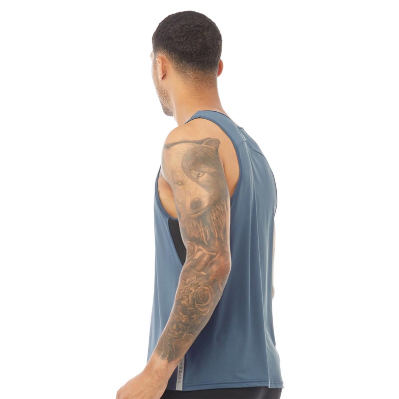 Buy Gym King Mens Sport Lift Vest Blue Mist