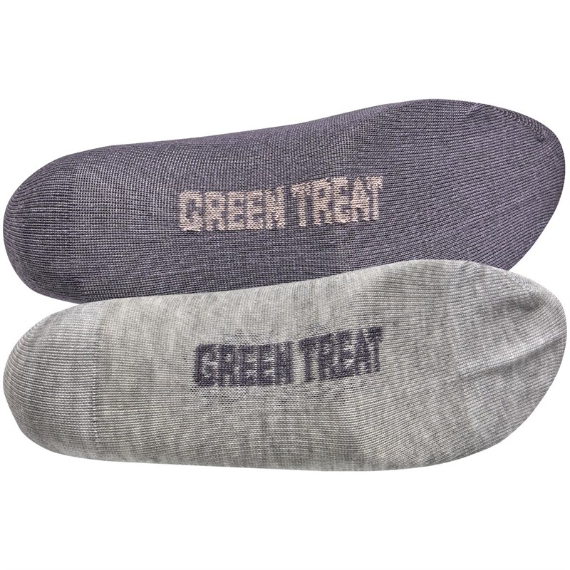 Buy Green Treat Womens Three Pack Ankle Socks Block Welts Grey