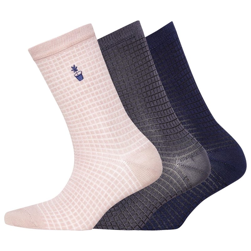 Buy Green Treat Womens Three Pack Waffle Ankle Socks Blush