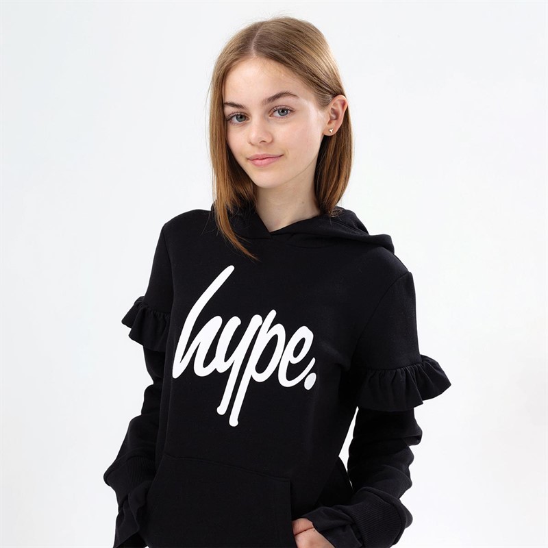 Buy Hype Girls Script Frill Hoodie Black