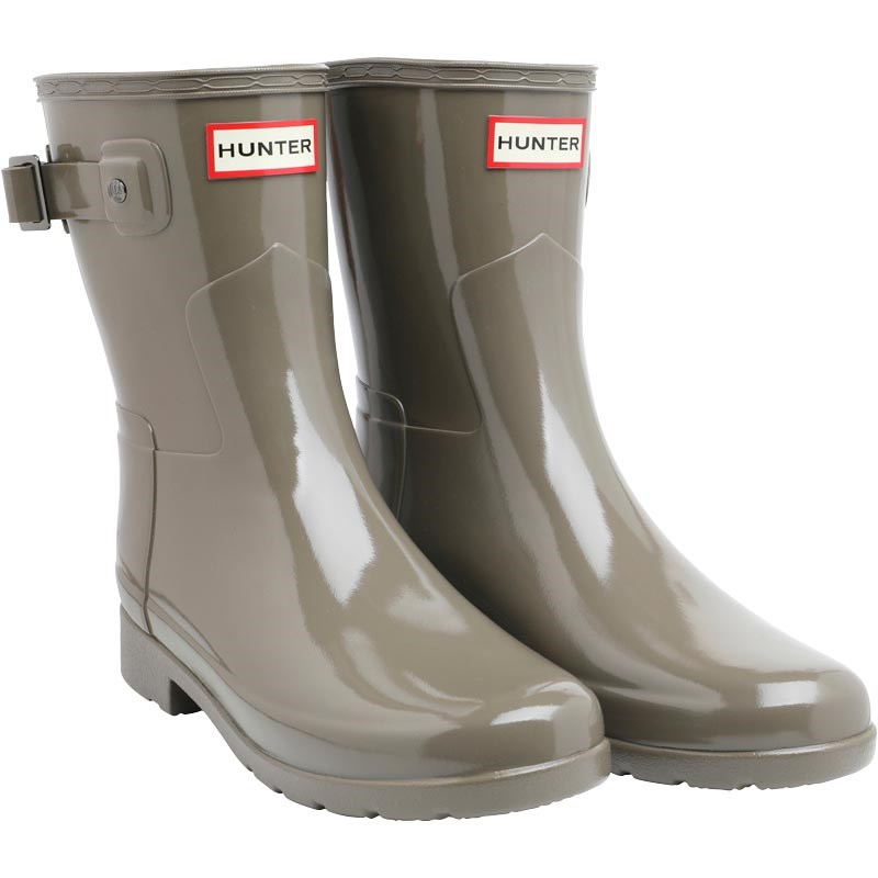Hunter Original Damen Refined Short Gloss Gummistiefel Gelb