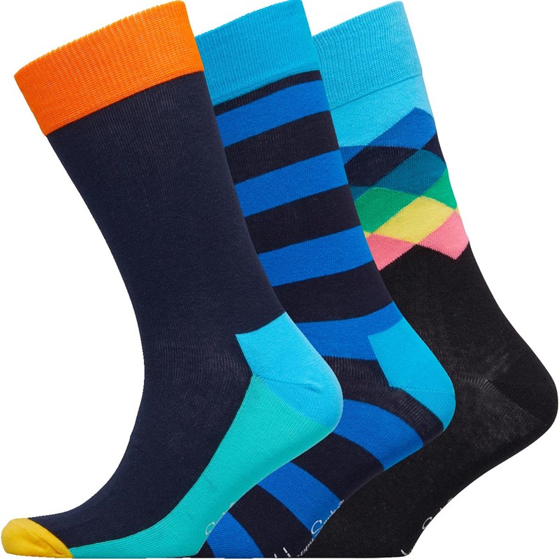 Buy Happy Socks Mens Three Pack Socks Stripes/Geo/Colour Block