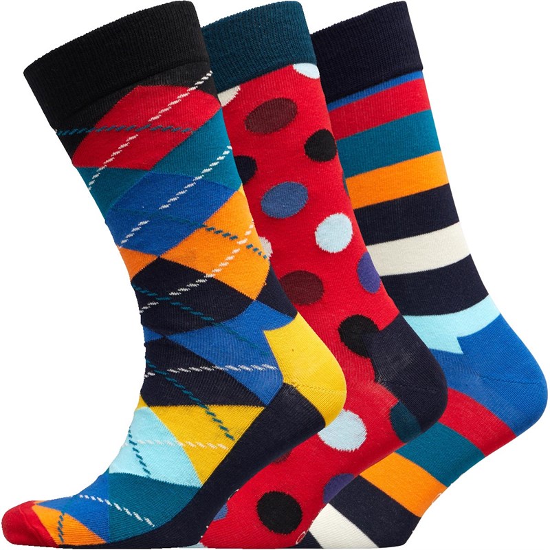 Happy Socks Heren Drie Pack Sokken Multi