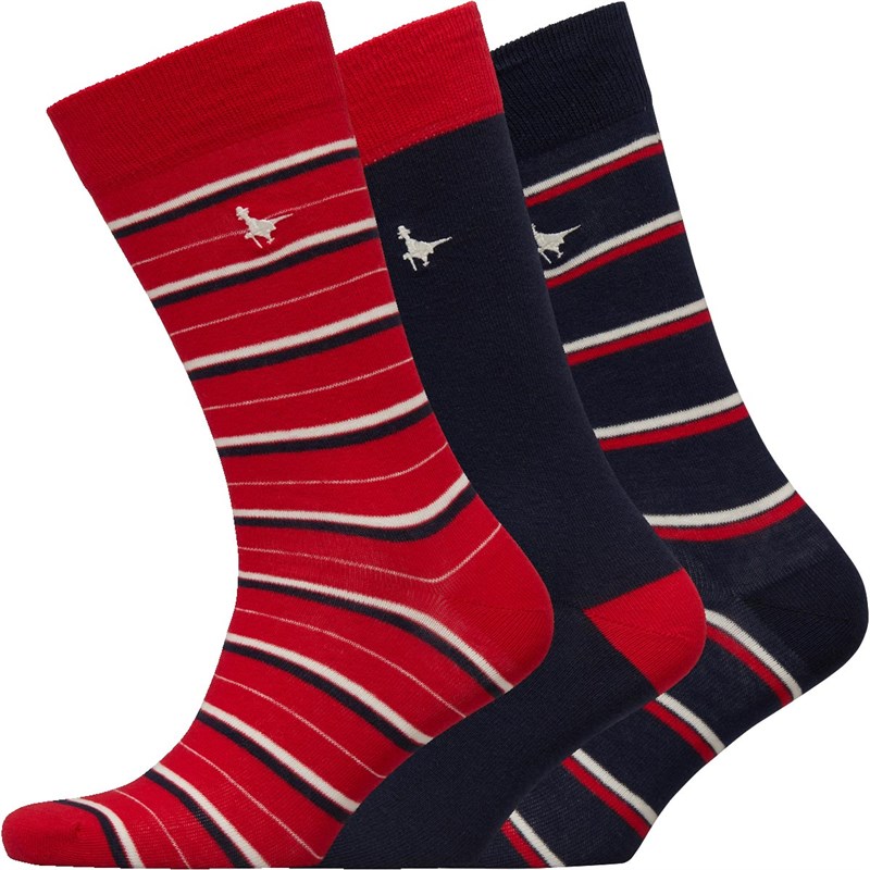 Buy Jack Wills Mens Hepworth Stripe Three Pack Socks Navy