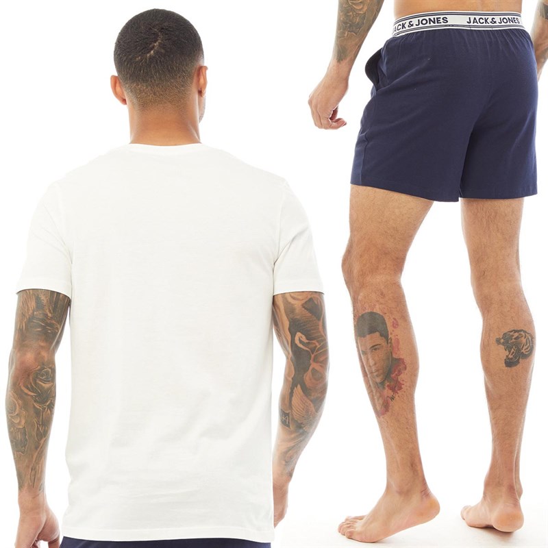 Buy JACK AND JONES Mens TShirt And Shorts Loungewear Set Blanc De