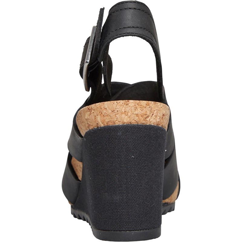 Buy Clarks Womens Flex Sand Wedge Sandals Black Leather