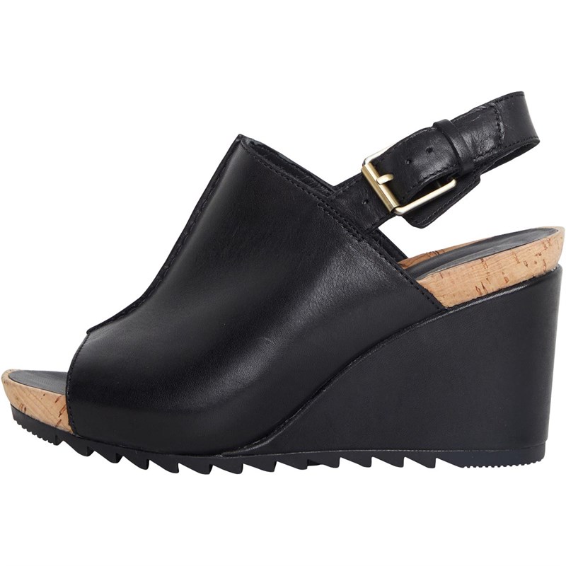 Buy Clarks Womens Flex Stitch Leather Wedge Sandals Black