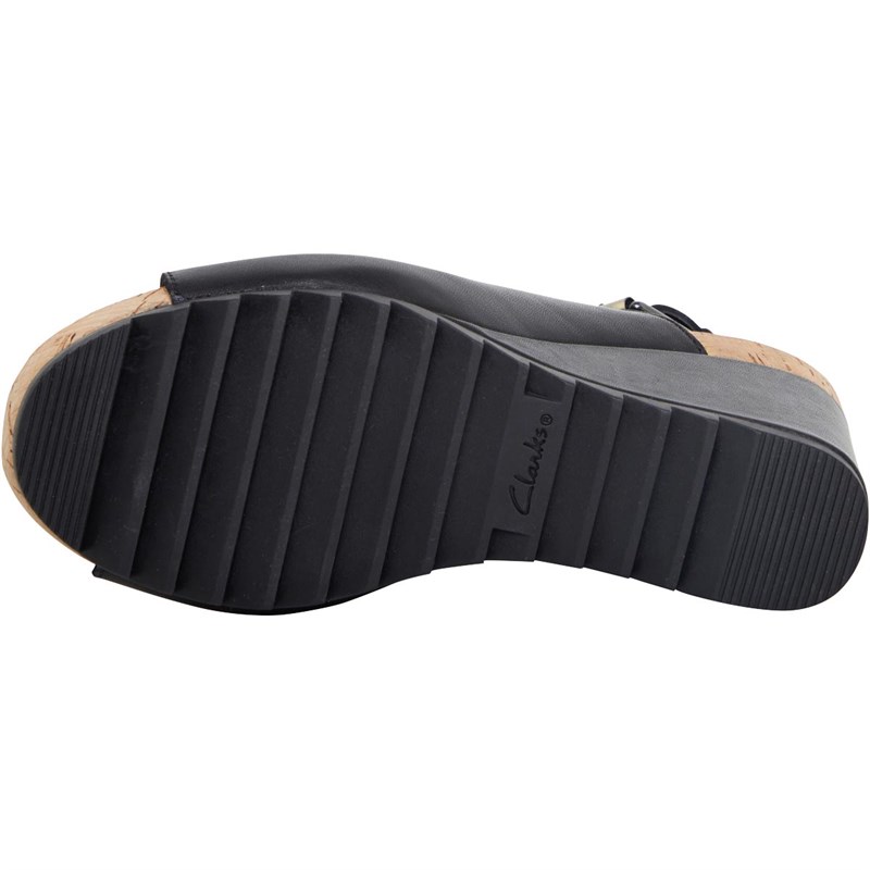 Buy Clarks Womens Flex Stitch Leather Wedge Sandals Black