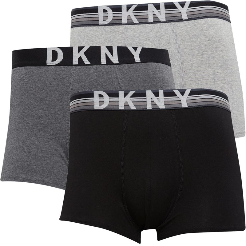 Buy DKNY Mens Hope Three Pack Trunks Black/Charcoal Grey Marl/Grey Marl