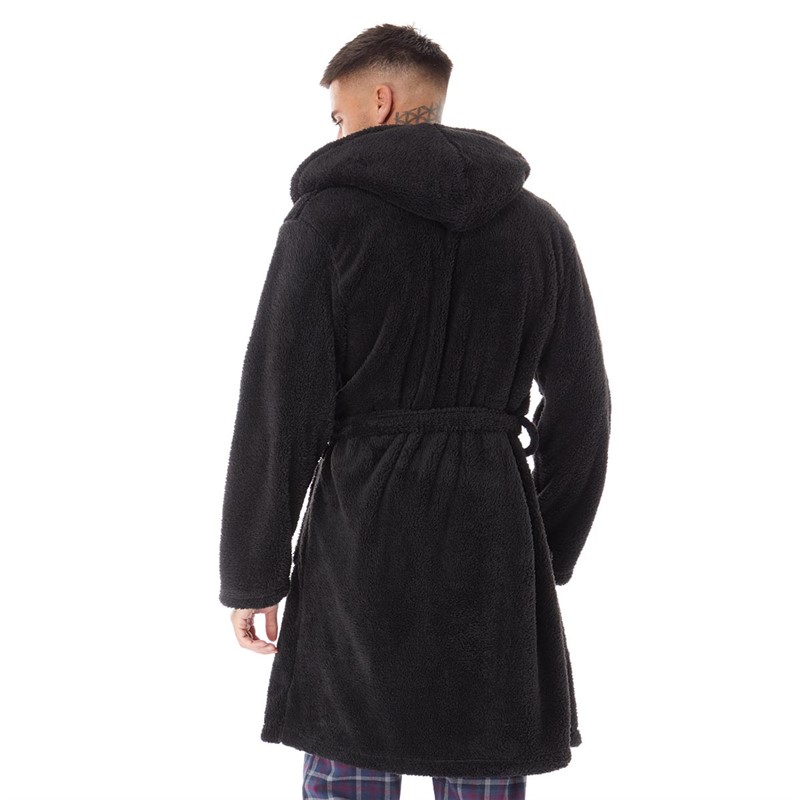 Buy Kangaroo Poo Mens Wellsoft Hooded Robe Black