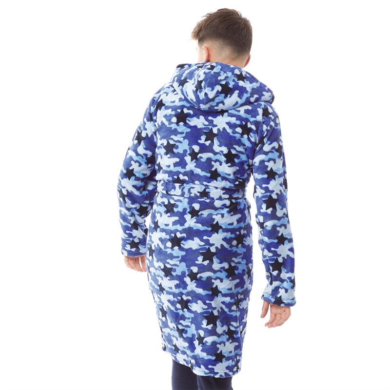 Buy Kangaroo Poo Boys Hooded Camo Wellsoft Robe Blue Camo