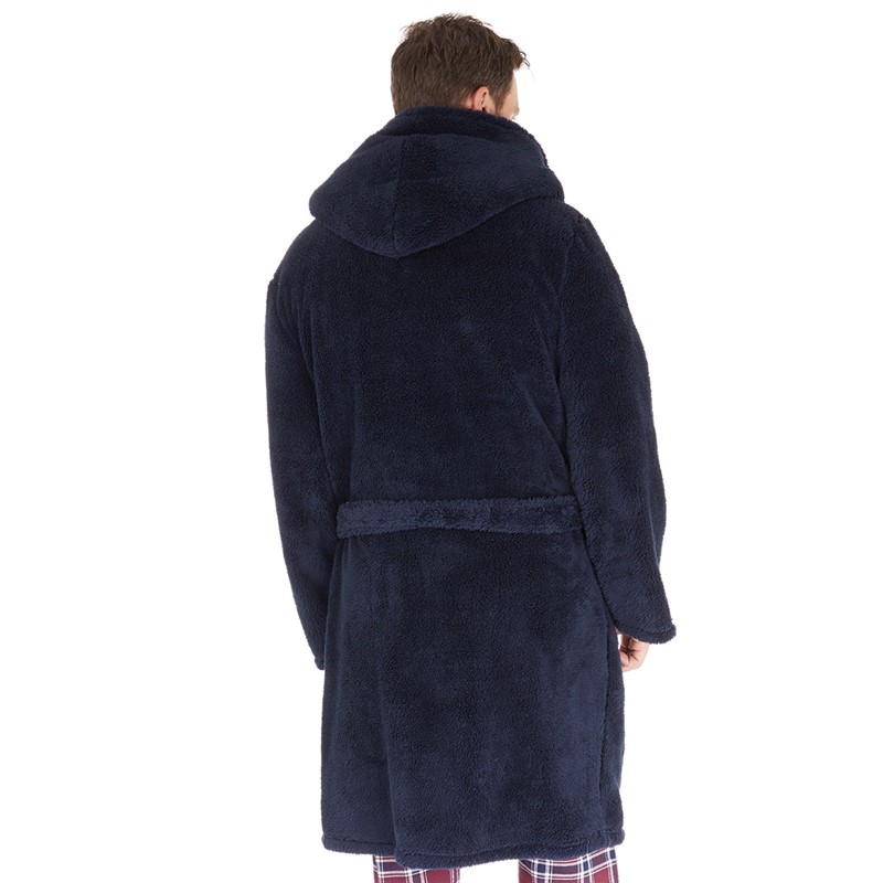 Buy Kangaroo Poo Mens Wellsoft Hooded Robe Navy