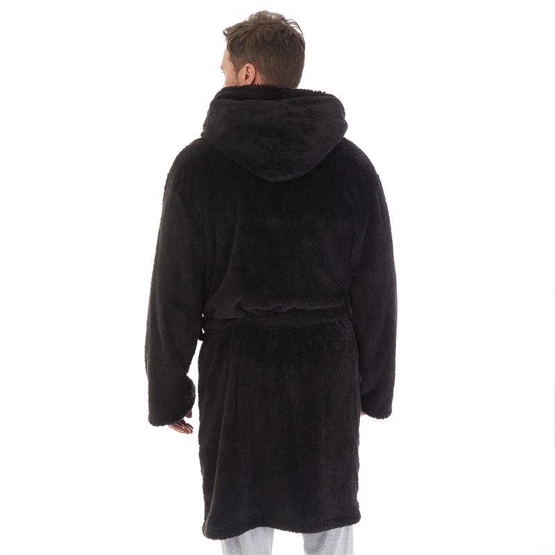 Buy Kangaroo Poo Mens Hooded Robe Black