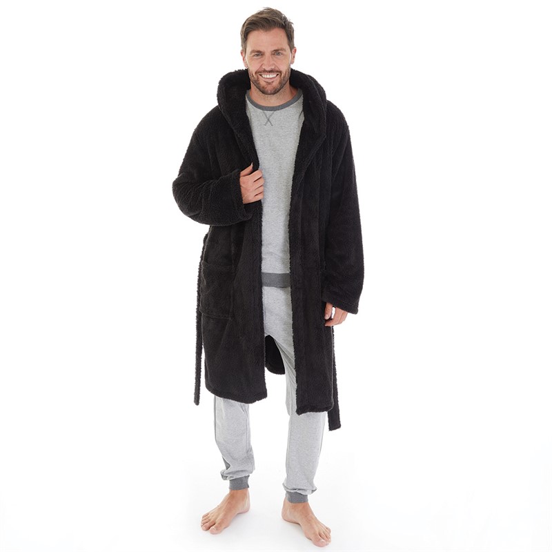 Buy Kangaroo Poo Mens Hooded Robe Black