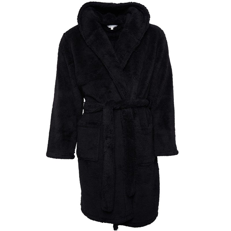 Buy Kangaroo Poo Mens Hooded Wellsoft Robe Black