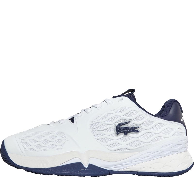 Buy Lacoste Mens LC Scale Hard Court Tennis Shoes White/Navy