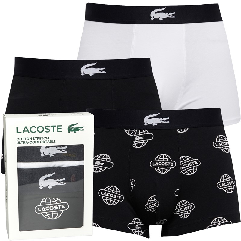Buy Lacoste Mens Three Pack Boxers Black/White