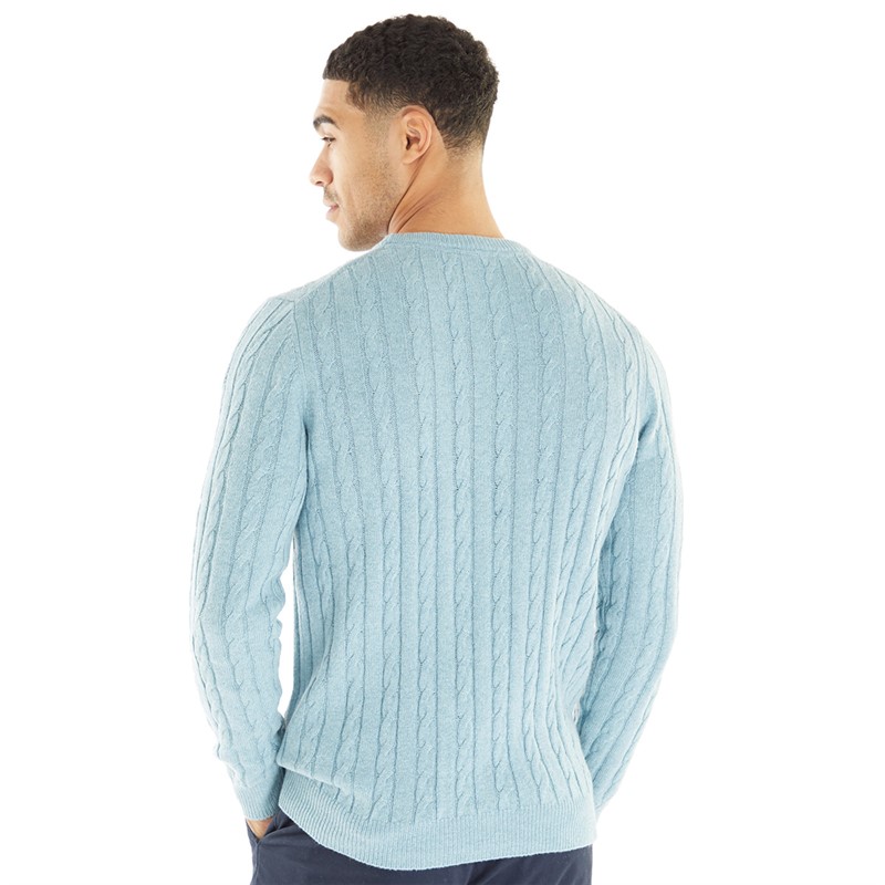 Buy Lyle And Scott Vintage Mens Cable Knit Jumper Away Blue Marl