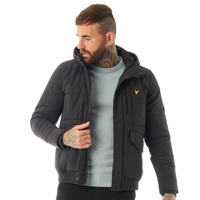 Buy Lyle And Scott Vintage Mens Wadded Hooded Bomber Jacket True Black
