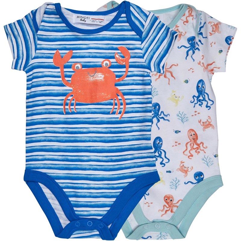 Buy MINOTI Baby Boys Two Pack Bodysuits Blue