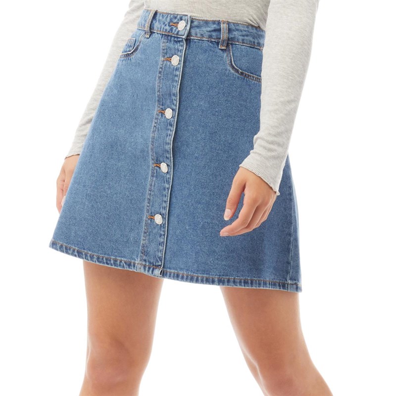 Buy Noisy May Womens Sunny Short Denim Skater Skirt Medium Blue Denim
