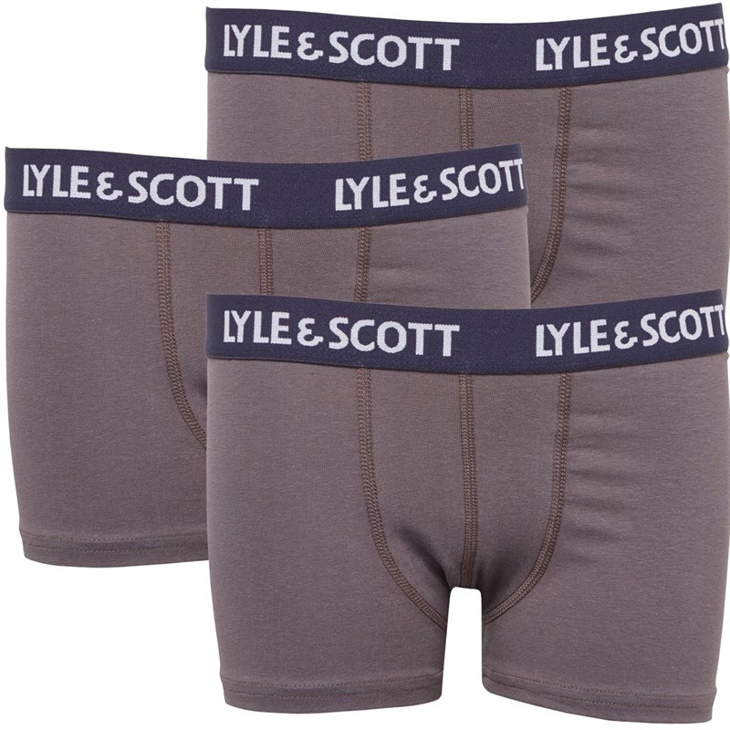 Buy Lyle And Scott Boys Solid Three Pair Boxers Pelican Grey