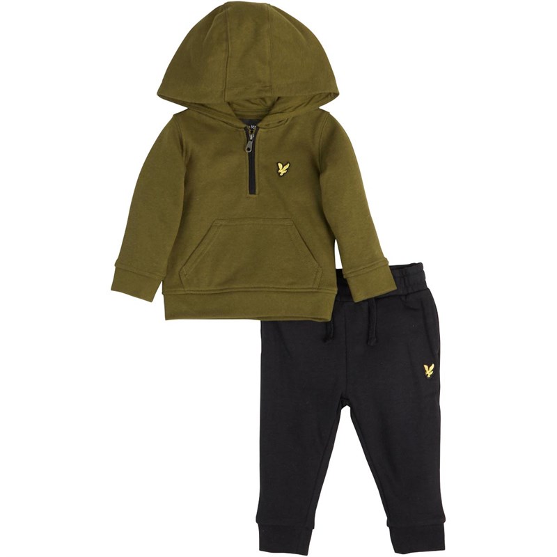 Buy Lyle And Scott Boys Quarter Zip Tracksuit Set Dark Olive